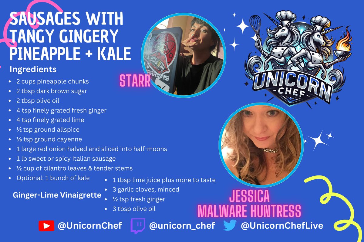 Unicorn Chef (@unicorncheflive) on Twitter photo Tangy? Sweet? Spicy? We have it all this week! Join us Wednesday at 7 PM to cook & chat with <a href="/MalwareHuntress/">Jessica Byrd</a> & <a href="/starrdlux/">starr π ATL π«Ά</a> #UnicornChef Tangy? Sweet? Spicy? We have it all this week! Join us Wednesday at 7 PM to cook & chat with <a href="/MalwareHuntress/">Jessica Byrd</a> & <a href="/starrdlux/">starr π ATL π«Ά</a> #UnicornChef