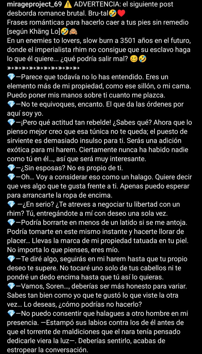 mirage69project's tweet photo. ⚠️ ADVERTENCIA: el siguiente post desborda romance brutal. Bru-tal🤣♥️
Frases románticas para hacerlo caer a tus pies sin remedio [según Khäng Lo]🤣🥴 
🔗https://t.co/10UKnOWrhT
#mpreg
#cyberpunk
#romantica https://t.co/u3g07XWImr