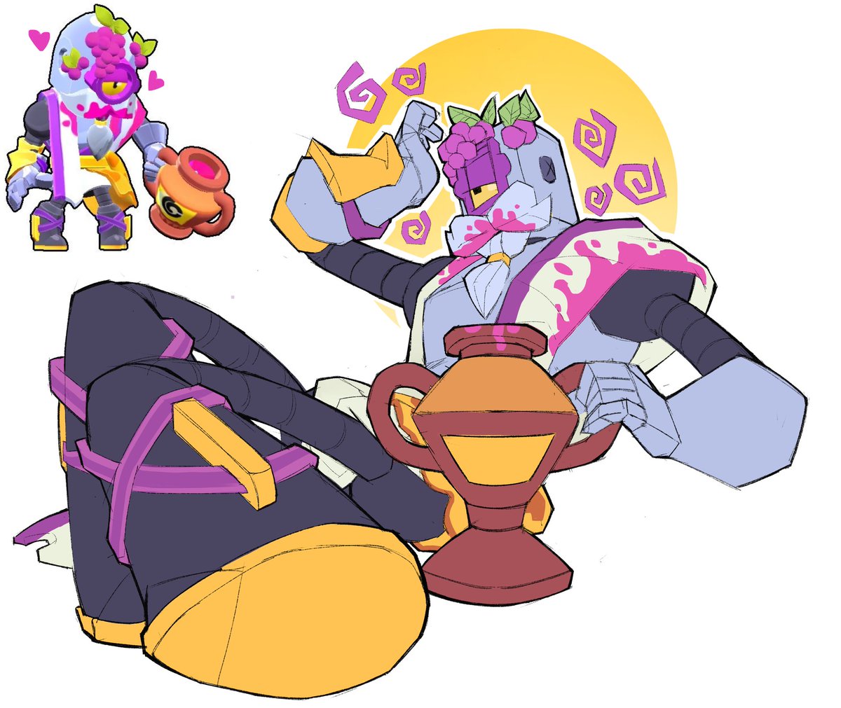 They didn't give me a new skin for Barley...so I'll draw some fan ones for now 
#BrawlStars #BrawlStarsArt #BralwstarsBarley #Barley