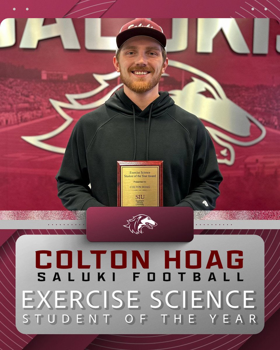 Saluki Football (@siu_football) on Twitter photo Congrats <a href="/HoagColton/">Colton Hoag</a> on winning the Exercise Science department's Student of the Year award. Congrats <a href="/HoagColton/">Colton Hoag</a> on winning the Exercise Science department's Student of the Year award.