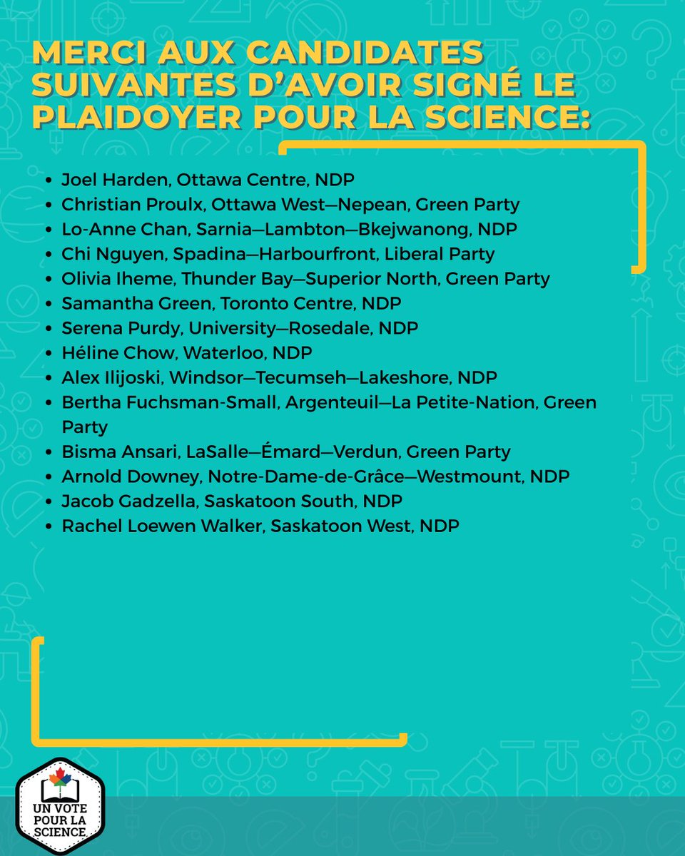 E4Dca's tweet image. Un grand merci aux candidat·e·s qui ont signé le Plaidoyer pour la science et qui s’engagent à défendre une prise de décision fondée sur les données probantes au sein du gouvernement.
Merci pour votre appui à la science et à la transparence.