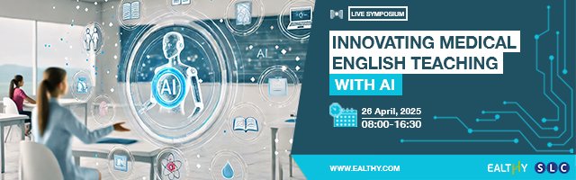 This Saturday, April 26th, SLC and <a href="/EalthyOfficial/">EALTHY</a>  are co-hosting a dynamic online symposium on how AI is transforming Medical English education – from clinical communication to pronunciation training, material development, and beyond.
specialistlanguagecourses.com/innovating-med…