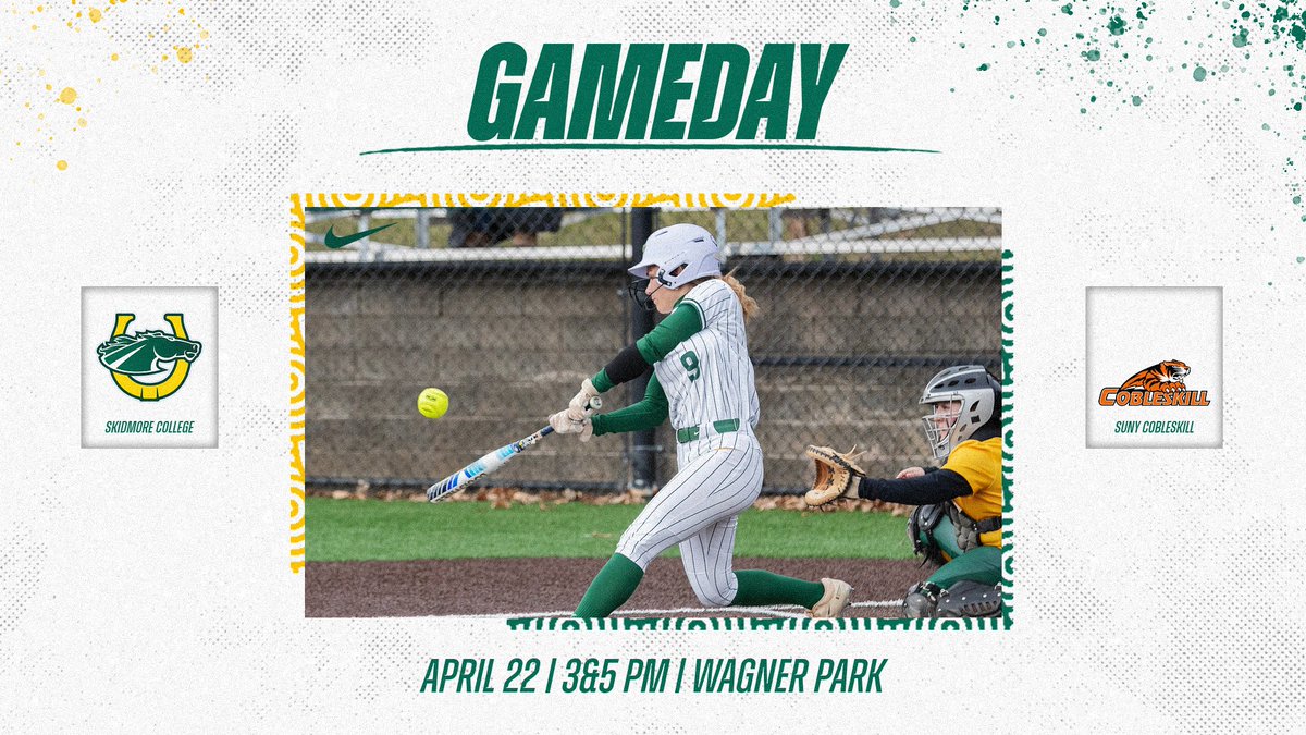 Here we go, Skidmore! Softball is back on our home turf at Wagner Park, facing off against the Cobleskill Tigers. First pitch at 3 PM.