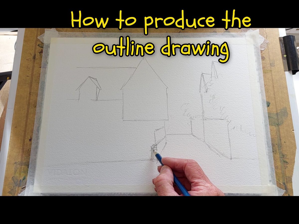 Colinsteedart1's tweet photo. In this Fridays YouTube demonstration video, I show you how to produce the outline drawing before you start painting. The subject is a tudor building on Writtle Green in Essex. #colinsteedart1 #watercolor #artwork #essex #art #villages #writtle https://t.co/E3qDRZUAxa