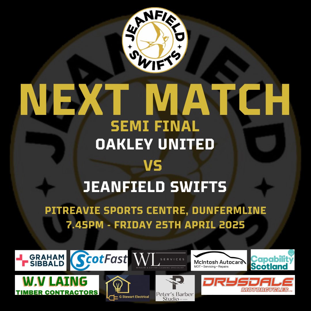 JeanfieldSwiftsU20 (@jeanfieldu20) on Twitter photo The boys are in the semi final of the League Cup this Friday. In what are always tight games between the sides, the boys will need all your support
π - 25th April 2025
π - <a href="/OakleyUnited20s/">Oakley United U20's</a>
π - EOSFDL League Cup
βοΈ - KO 7.45pm
π - Pitreavie Sports Centre, Dunfermline The boys are in the semi final of the League Cup this Friday. In what are always tight games between the sides, the boys will need all your support
π - 25th April 2025
π - <a href="/OakleyUnited20s/">Oakley United U20's</a>
π - EOSFDL League Cup
βοΈ - KO 7.45pm
π - Pitreavie Sports Centre, Dunfermline