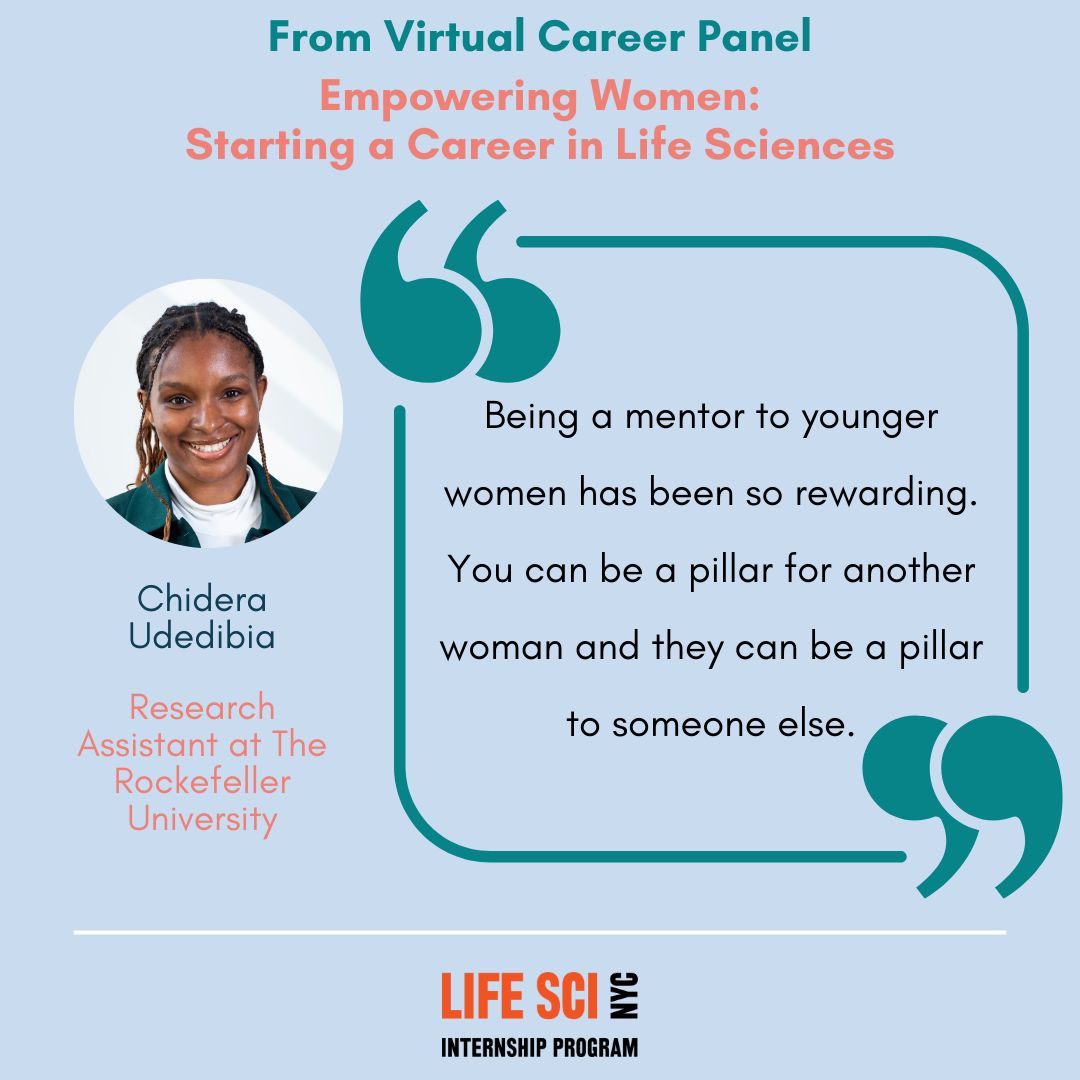 We were inspired by the insights shared by our panelists. Here are some of the key takeaways from Joanna Kaniewska, Founder at T Shaped and Chidera Udedibia, Research Assistant at The Rockefeller University.

Watch the video of the career panel here: lnkd.in/epzv_JTf
