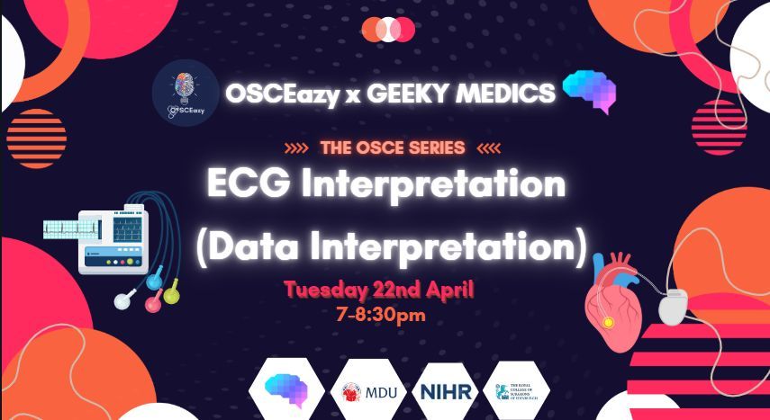 OSCEazy (@osceazyofficial) on Twitter photo ‼️OSCEAZY X GEEKY MEDICS OSCE SERIES ‼️
🚨 Join our OSCE series event covering The ECG Interpretation Station!🚨
🗓️ Tuesday 22nd April
⏰ 7-8.30 pm (UK)
🎯 In partnership with <a href="/geekymedics/">Geeky Medics</a>, this series is designed to help you achieve top results in your OSCE/ISCE exams! ‼️OSCEAZY X GEEKY MEDICS OSCE SERIES ‼️
🚨 Join our OSCE series event covering The ECG Interpretation Station!🚨
🗓️ Tuesday 22nd April
⏰ 7-8.30 pm (UK)
🎯 In partnership with <a href="/geekymedics/">Geeky Medics</a>, this series is designed to help you achieve top results in your OSCE/ISCE exams!