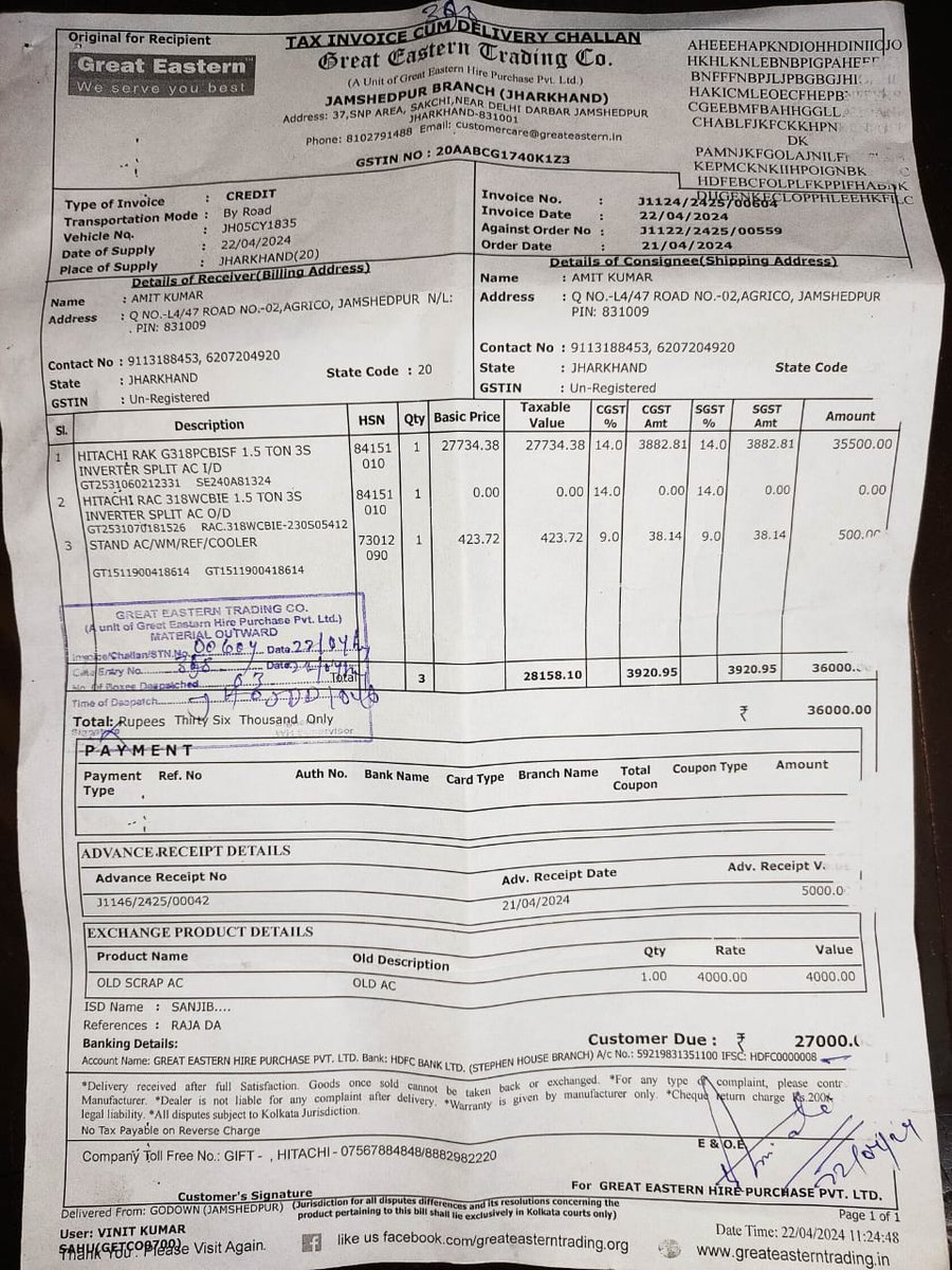 kumar_amit008's tweet image. @HitachiHomeAC Brand new Hitachi Split AC (RAK G318PCBISF) installed on 23.04.2024 has poor cooling from day one. Multiple technician visits, zero fix. Complaint ID: 25040709148.@Hitachi
FIX THIS or REPLACE IT.
Receipts &amp;amp; service docs attached. #HitachiFail #ACissues
9113188453