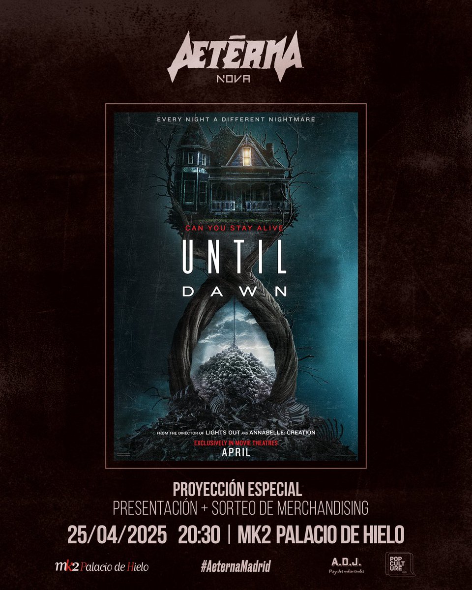 TerrorActo_'s tweet photo. Cortesía de @AeternaMadrid, sorteamos 1 INVITACIÓN DOBLE para ver UNTIL DAWN este viernes 25 a las 20:30h en el mk2 Palacio de Hielo de Madrid. 

1) Sigue a @TerrorActo_, @AeternaMadrid y @JoseMellinas_ 
2) Haz RT 
3) Menciona a un/a amigo/a.

Fin de sorteo: día 23 a las 22:00h. https://t.co/sINIDnrG4l