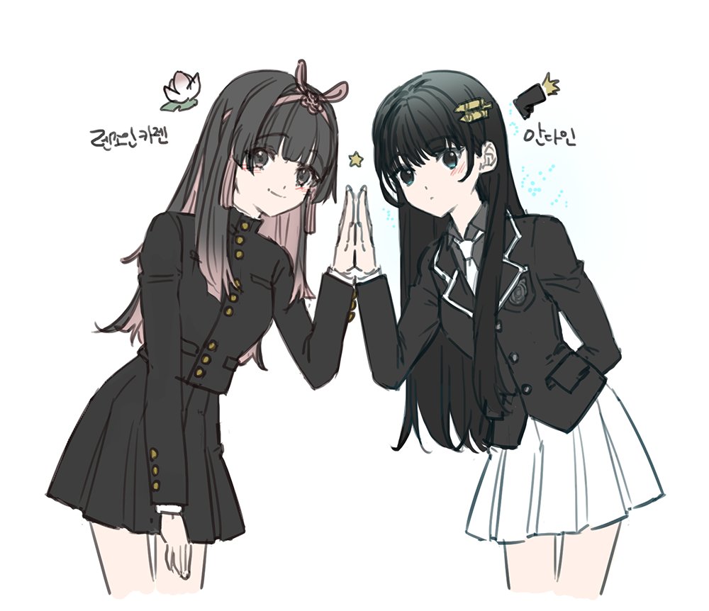 명급리 렌조인 카렌이랑 다인이
카렌은 연꽃 모티브로 색을 땄는데 
다인이는 색을 알 수가 없어서ㅠ 임의로 색 넣었다ㅠ 
이 아가씨들이 친구됐을때 혼자서 넘 좋아서 박수침ㅠㅠㅠ