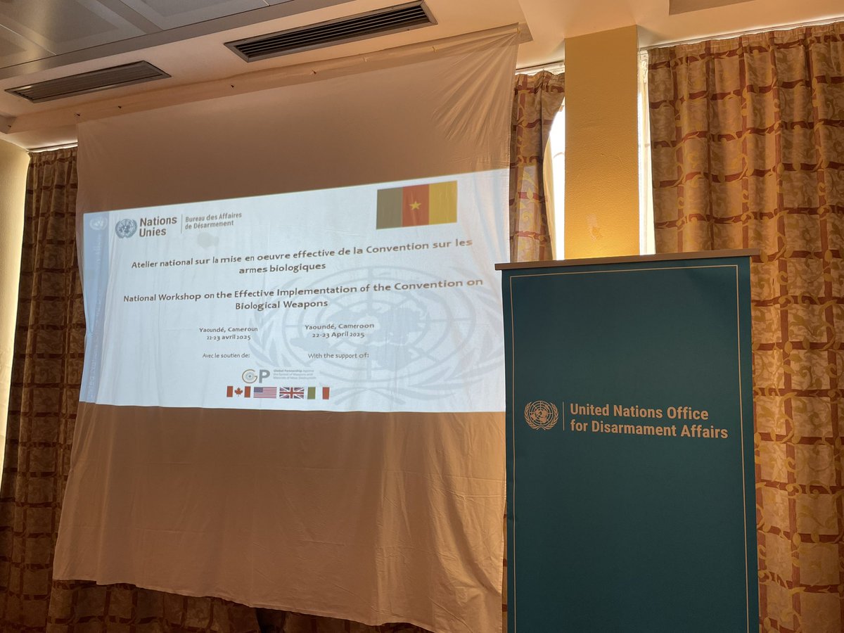 <a href="/BWCISU/">BWC Implementation Support Unit</a> is in Cameroon 🇨🇲 to conduct a national workshop on #1972BWC implementation, incl. CBMs preparation and legal framework.

Great discussions on strengthening  #1972BWC at both national and regional levels.

<a href="/diplocam_minrex/">Diplomatie Cameroun /Cameroon Diplomacy</a> <a href="/Cameroon_in_GVA/">Permanent Mission of Cameroon in Geneva</a> <a href="/GPWMDofficial/">Global Partnership | Weapons of Mass Destruction</a> <a href="/USEmbYaounde/">U.S. Embassy Yaounde</a>