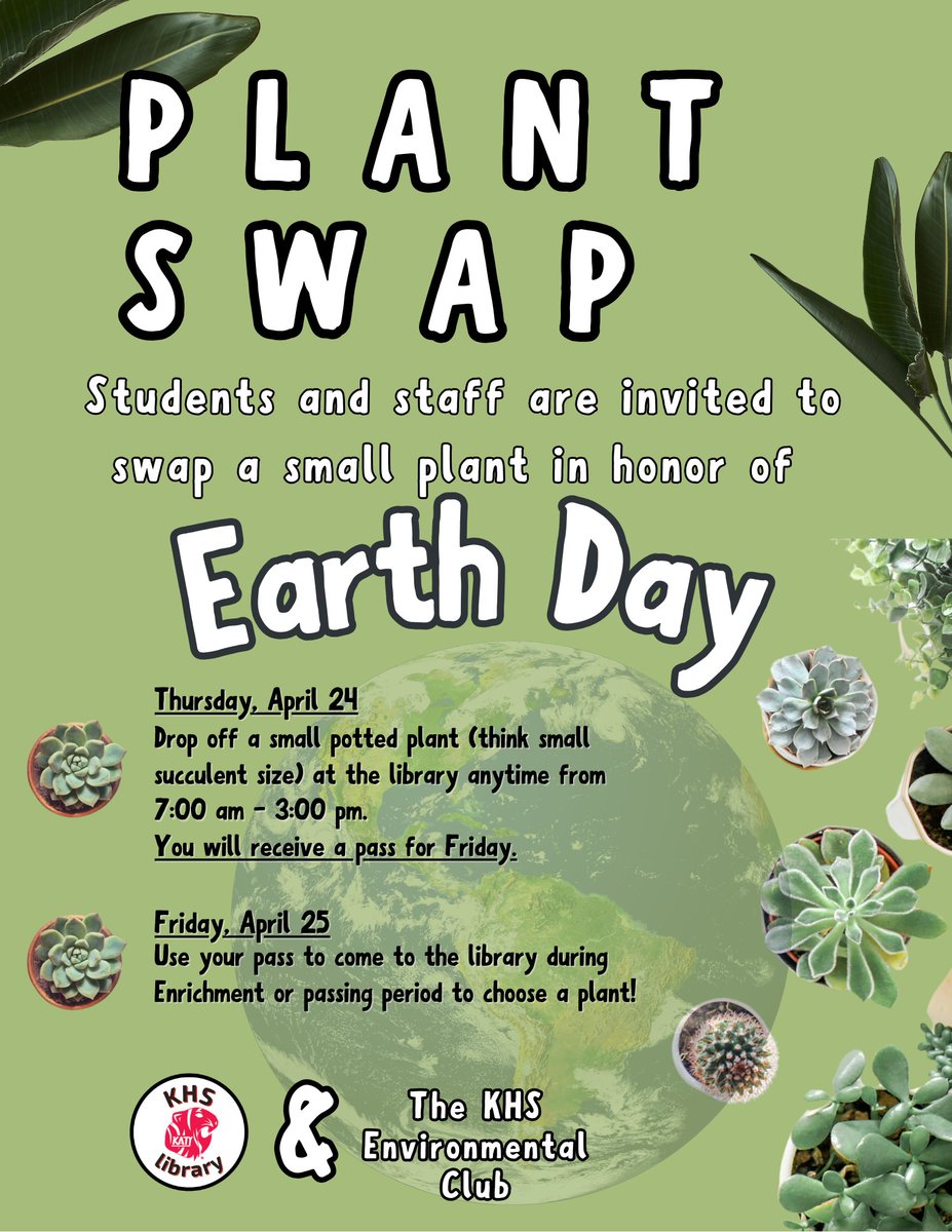 Happy Earth Day! This annual event on April 22 is to demonstrate support for environmental protection. Join us on Thursday and Friday for our very first plant swap! 🪴