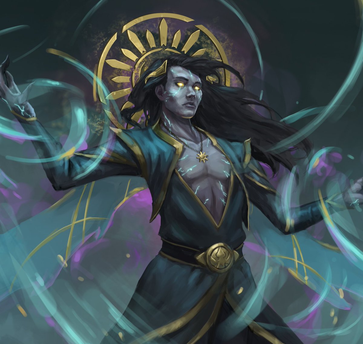 I think these guys were my favorite race to design for Teryon - the Lucians! There’s nothing better than painting swirly magic 

#characterdesign #characterart #ttrpg #fantasyart #illustration