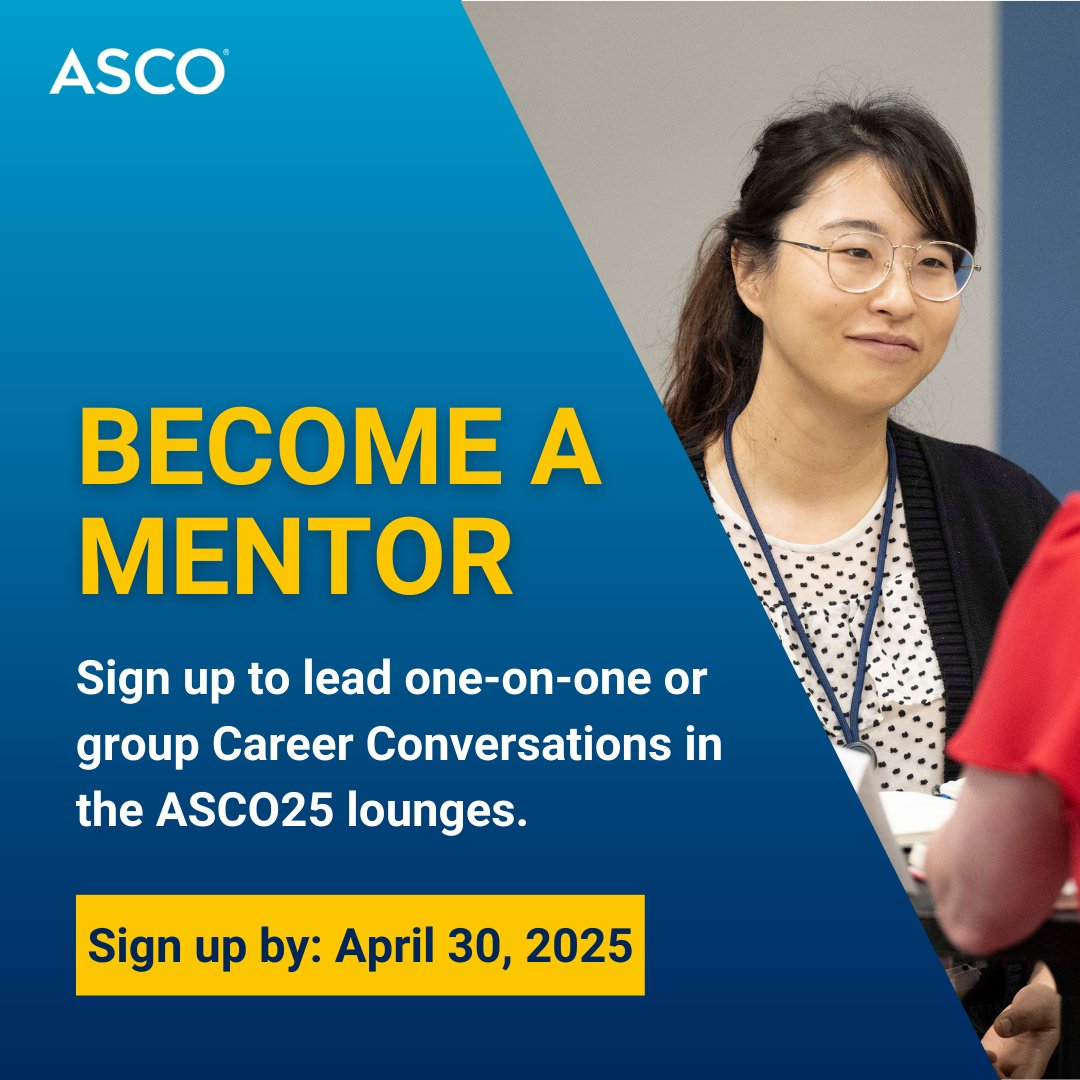 Sign up to lead one-on-one or group Career Conversations at #ASCO25! We invite you to share your professional expertise and guidance with other #ASCO25 attendees in these situational mentoring sessions ➡️brnw.ch/21wS9un