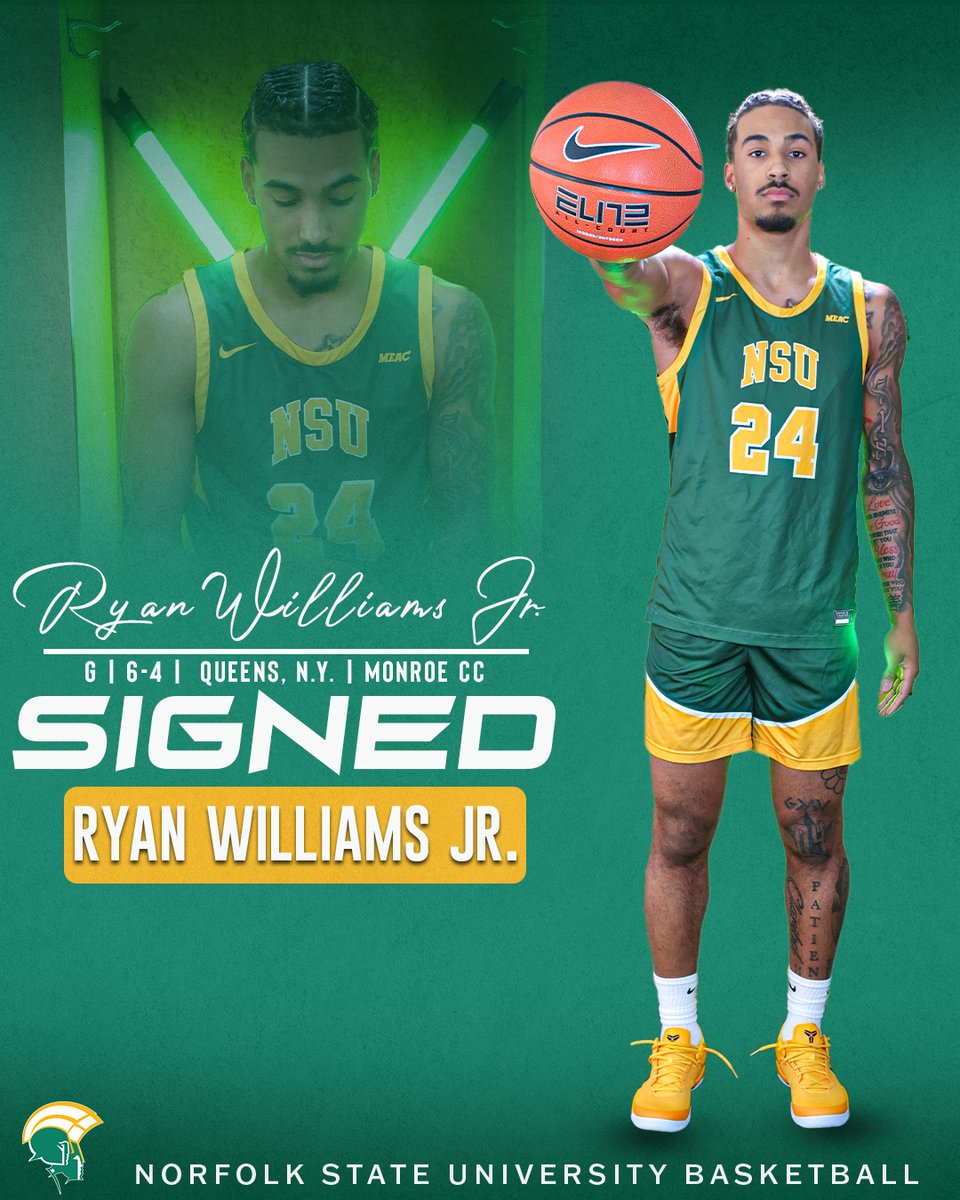 Norfolk State Men's Basketball (@nsu_bball) on Twitter photo Keeping the New York pipeline strong 💪
📝shorturl.at/NubE4
#GoldStandard🔰 | <a href="/ryanwilliamsjrr/">Ryan williams</a> Keeping the New York pipeline strong 💪
📝shorturl.at/NubE4
#GoldStandard🔰 | <a href="/ryanwilliamsjrr/">Ryan williams</a>