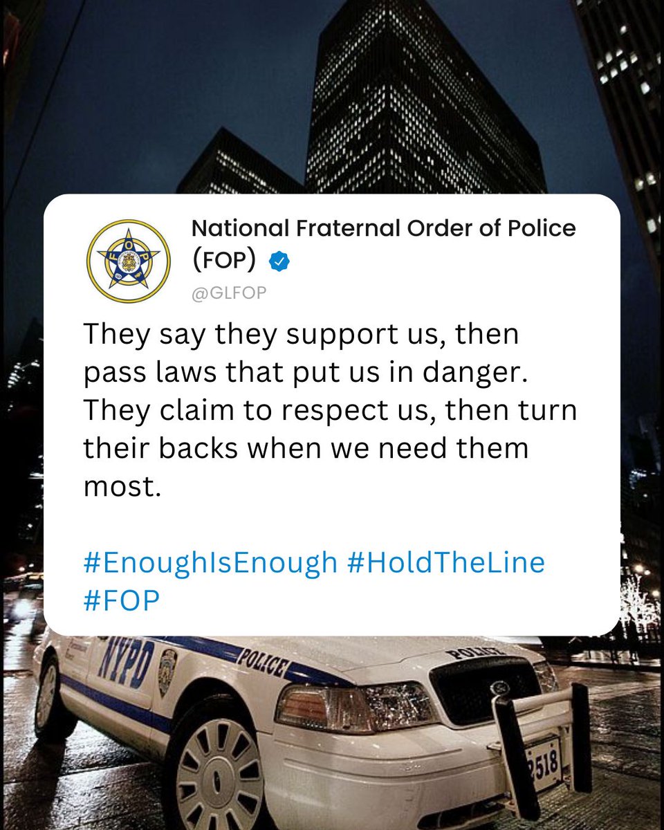 GLFOP's tweet photo. They say they support us, then pass laws that put us in danger. They claim to respect us, then turn their backs when we need them most. #WalkTheTalk #StandWithCops https://t.co/L9YMP5g4kW