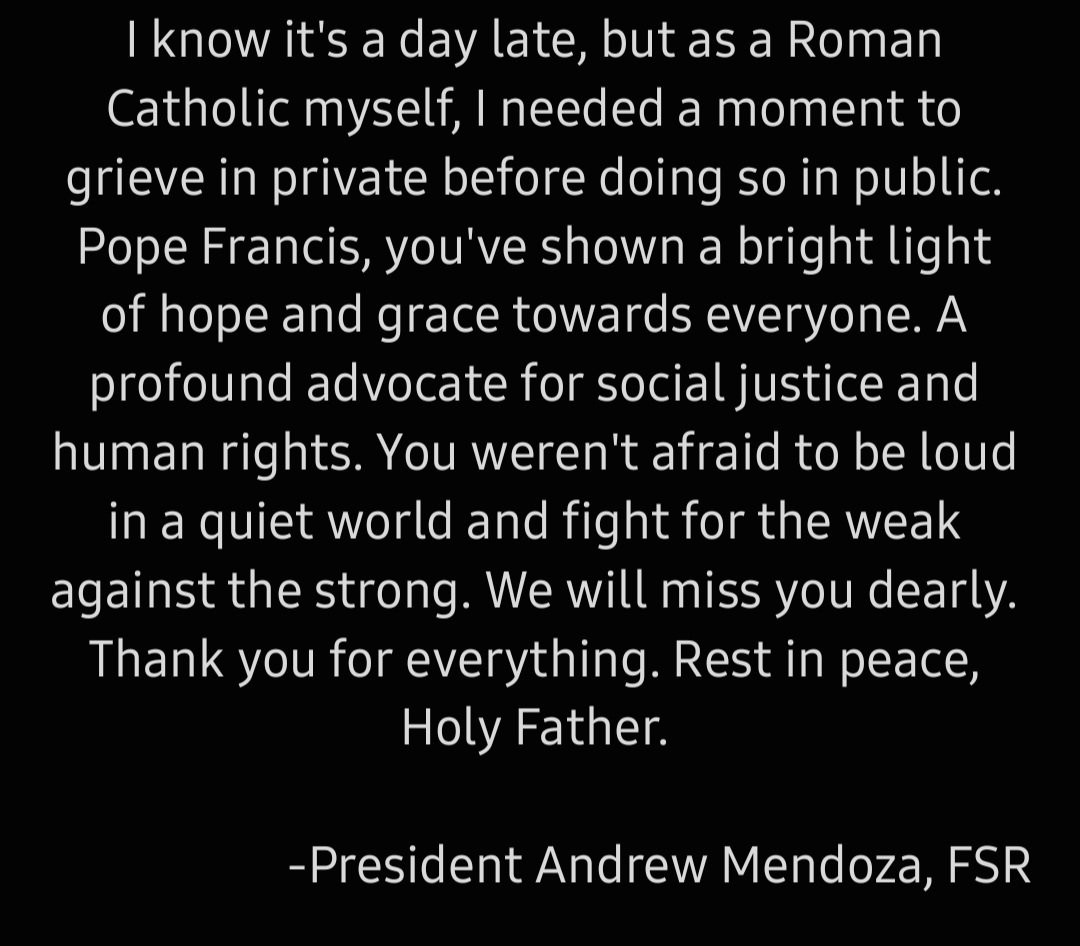 AMendoza1297's tweet photo. My official statement on the passing of Pope Francis. https://t.co/BNJyklydZT