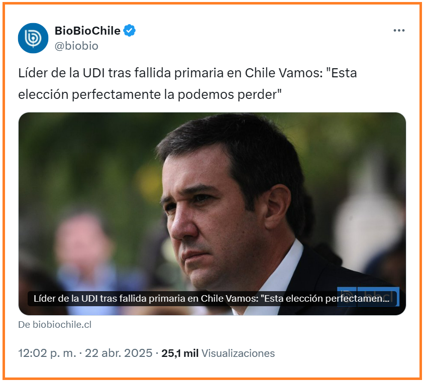 sergiou01329861's tweet photo. Se están dando cuenta que su candidata Matthei no tiene apoyo y que la derecha no votará por ella.
Esta elección la perderán por cobardes, traidores y vendidos, y no me extrañaría que terminen votando por Tohá.
Chile necesita una derecha de verdad y ahí solo están Kast y Kaiser. https://t.co/GFZ4udtEhi