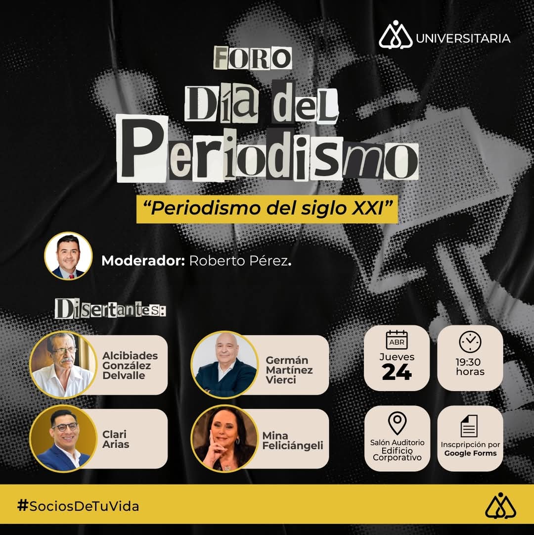 📢 El jueves 24 de abril participaré como disertante del foro "Periodismo del siglo XXI". 

🙌 Muchas gracias por la distinguida invitación a los amigos de <a href="/PyUniversitaria/">Universitaria</a>.

#DíadelPeriodista #UniversitariaSociosDeTuVida