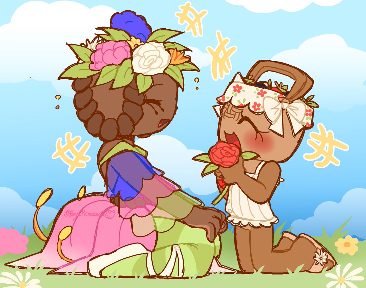 Bassie and Pickette are both baskets it would be dumb of me not to draw them together cmon now #dandysworld #dandysworldoc 🧺🌹🍓