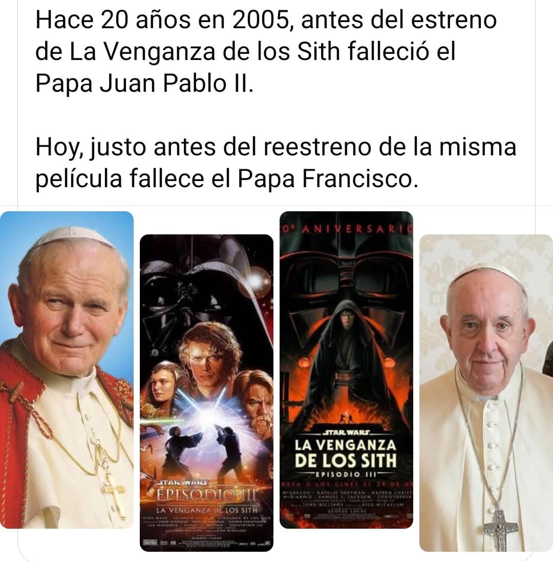 DarthFeanor's tweet image. Y para colmo el Papa que hubo entre esos dos se parecía a Darth Sidious.