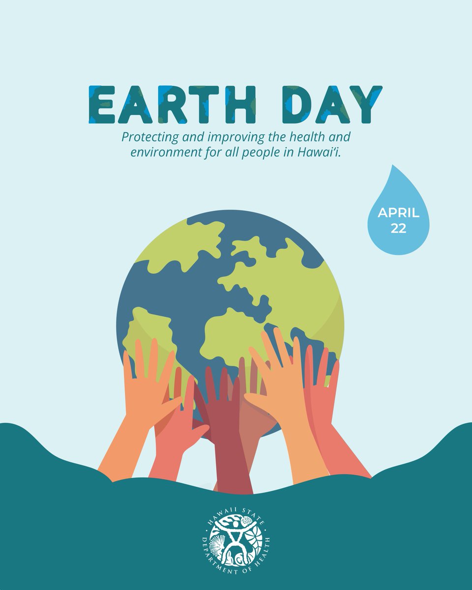 HawaiiDOH's tweet photo. This #EarthDay remember, the health of our environment directly impacts our well-being.
From clean air to safe drinking water, food safety &amp; more, the @hawaiidoh Environmental Health Administration works for you every day to protect &amp; improve the health of the people of Hawaiʻi. https://t.co/2F2oktyBzw