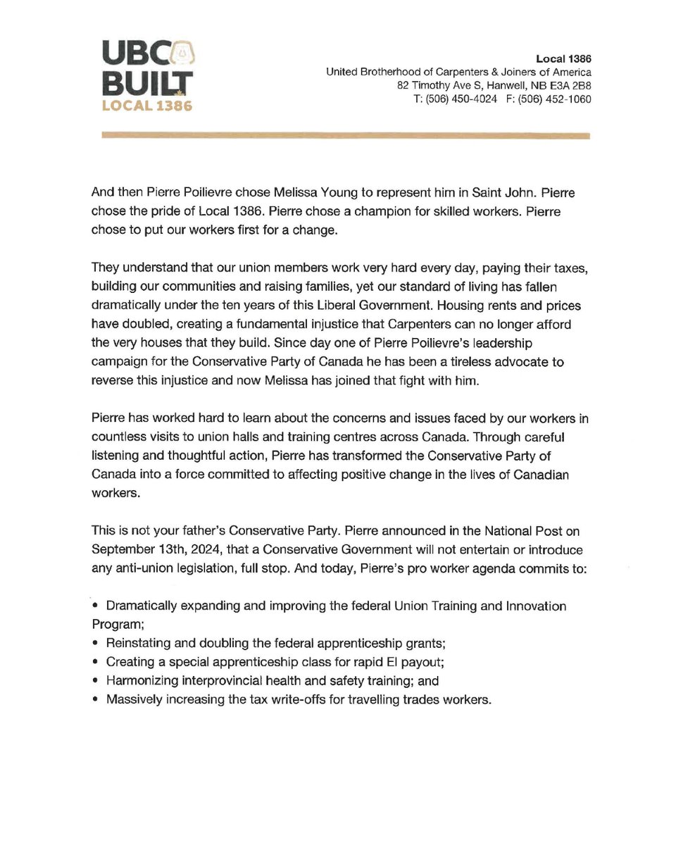 WeAreACRC's tweet photo. Please see letter of endorsement for Melissa Young on behalf of UBC Local 1386. https://t.co/Rv7ad7pyy6