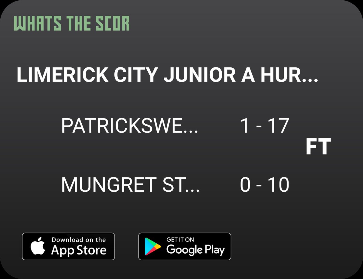 Patrickswell GAA & Camogie (@patrickswellgaa) on Twitter photo Get Live Score Updates straight to your phone, download Whats The Scor. Follow us on <a href="/WhatstheScor/">Whats The ScĂłr</a> Get Live Score Updates straight to your phone, download Whats The Scor. Follow us on <a href="/WhatstheScor/">Whats The ScĂłr</a>