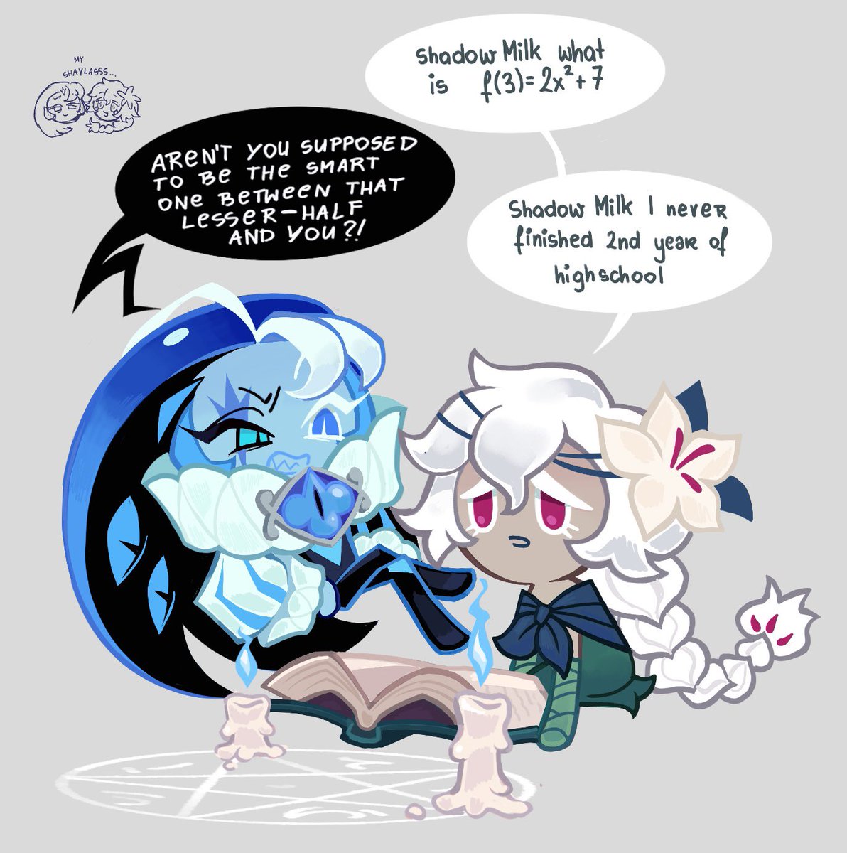 St0m4chBvgz's tweet photo. “You should lowkey draw shadowlily like and make them both girls bc like why not… just a suggestion btw #lol” they are already both girls if you #believe.. the gender fluids

#whitelilycookie #shadowmilkcookie https://t.co/96h7EyNrMu