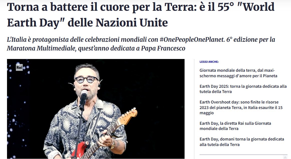 Via al #ConcertoperlaTerra #EarthDay2025 con i <a href="/Tiromancino/">Tiromancino</a> 
Seguilo in streaming su <a href="/RaiNews/">RaiNews</a> 👉 t.ly/XlxYC
#OnePeopleOnePlanet #giornatamondialedellaterra
 #iocitengo #earthday #22aprile2025