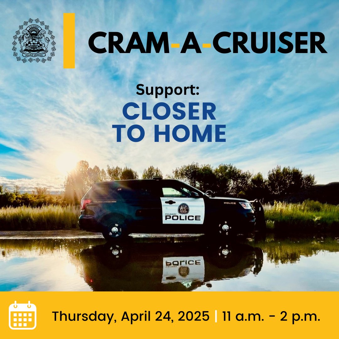 🛒 Join our District 8 Community Resource Officers in Seton on Thursday to #CramACruiser!

Calgarians are invited to donate food, personal hygiene items &amp; cash in support of <a href="/CloserToHomeYYC/">Closer to Home (CTH)</a>. Stop by the event with your donation &amp; receive a treat &amp; drink.

📆 Date: Thursday,