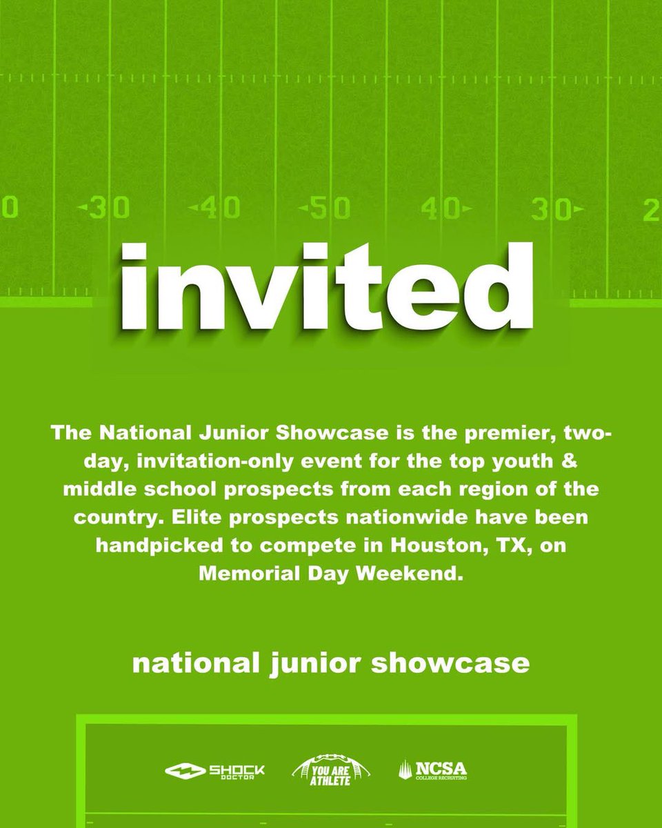 JrNowling's tweet image. thank you @youareathlete for the invite to Houston Texas to compete in the national junior showcase . @ShockDoctor