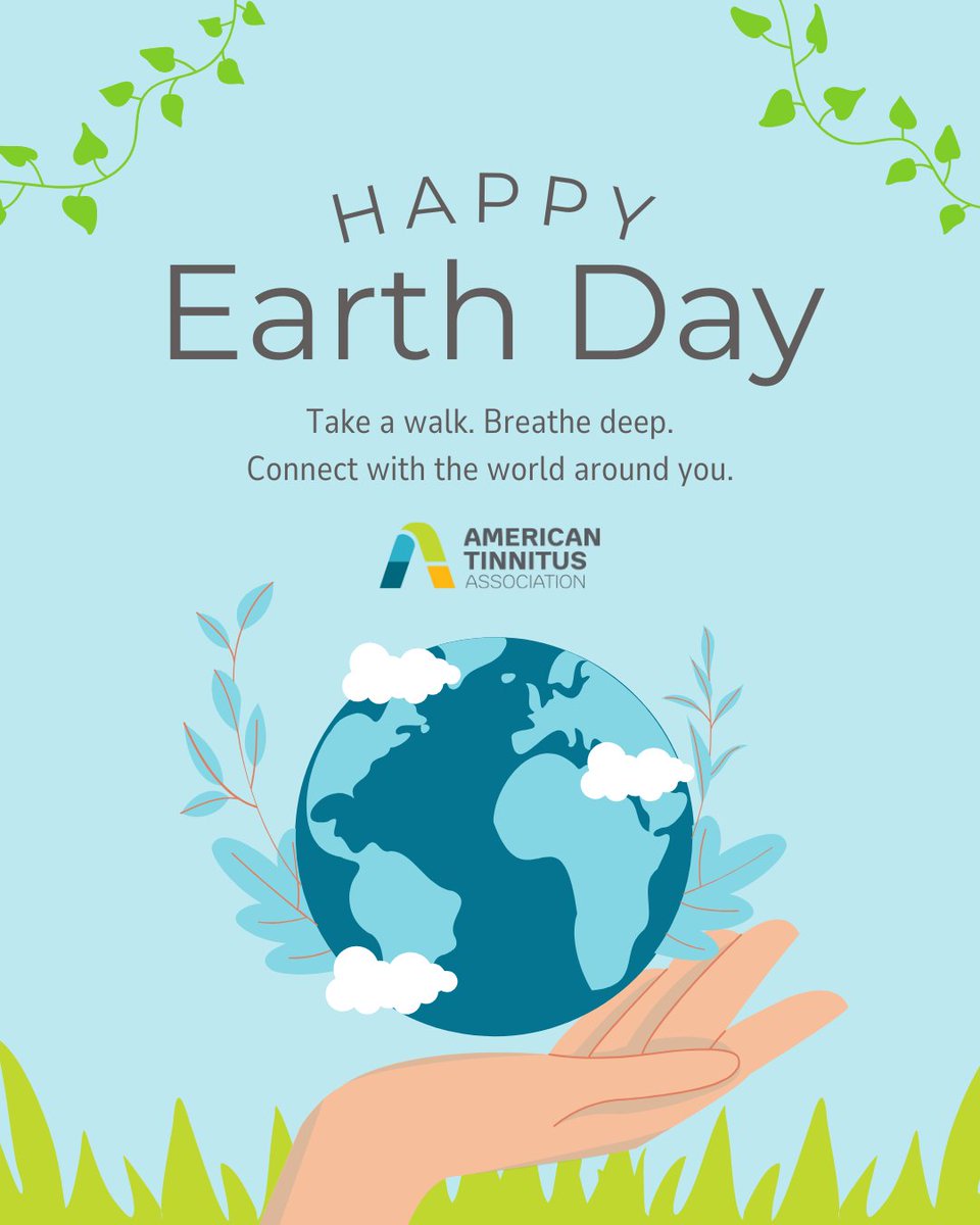 🌍 Happy Earth Day from the American Tinnitus Association! 🌿

Nature not only sustains us—it can also soothe us. For many living with tinnitus, spending time outdoors in natural settings can offer moments of peace and relief.

This Earth Day, we’re celebrating the connection