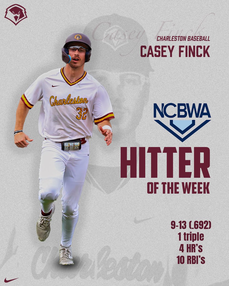 ⚾️ Casey Finck has been named the NCBWA Atlantic Region Hitter of the Week! 😎

He lit up the stats sheet last weekend, going 9-13 (.692) with a triple, 4 HR’s and 10 RBI’s 🤯

#Wingsup