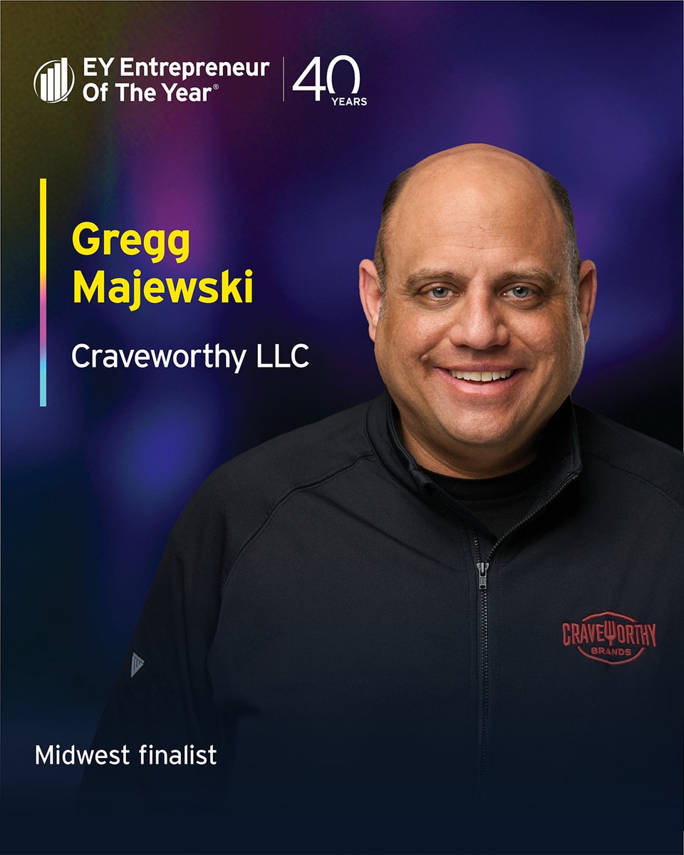 CraveworthyUS's tweet image. 27 months ago, Craveworthy was just a #vision on paper. Now, our CEO @Gregg_Majewski has been named an @EYnews #Entrepreneur Of The Year® 2025 Midwest Finalist! From 0 to over 16 #restaurant brands, 250+ locations & $300M+ in sales, he leads with grit, heart & hustle. #EYFinalist