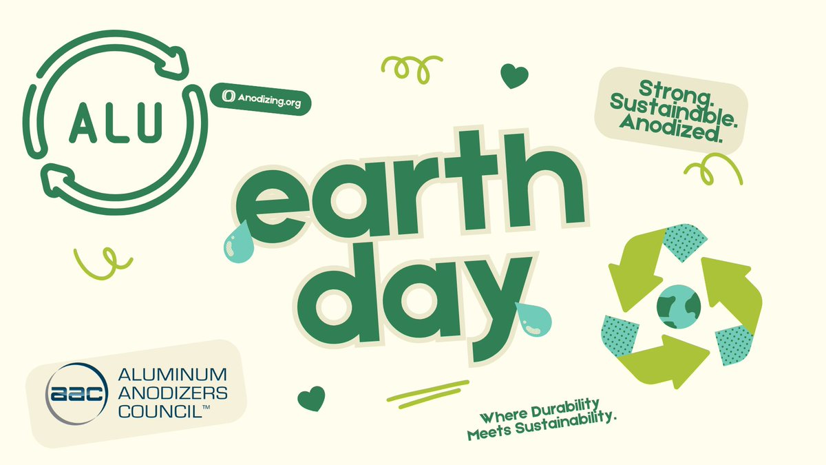 🌍 Happy Earth Day from the Aluminum Anodizers Council! 

Did you know anodized aluminum is one of the most eco-friendly finishes available?
Anodizing: Built to last. Designed to protect. Good for the planet.

buff.ly/cEw1SxX 

#EarthDay #AnodizedAluminum #GreenBuilding