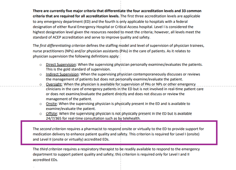 🚨 <a href="/ACEPNation/">ACEP Members</a> ED Accreditation Criteria are out and thanks to <a href="/SAEMonline/">SAEM</a> &amp; <a href="/SAEM_AEMP/">SAEM AEMP</a> a pharmacist is now required for all Level 1 &amp; Level 2 sites - THIS is the work we're doing to advance EM pharmacy practice 👐acep.org/siteassets/sit…