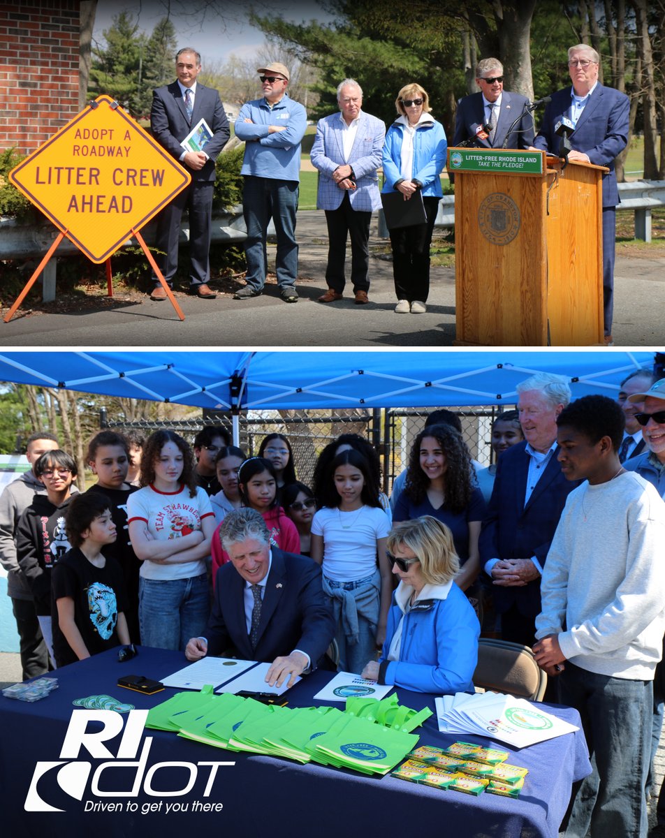 RIDOT joined Governor McKee, First Lady Susan McKee, Cranston Mayor Ken Hopkins and community groups to celebrate Earth Day and urge all Rhode Islanders to “Take the Pledge” bit.ly/445SlIi and keep Rhode Island litter-free. 🌎