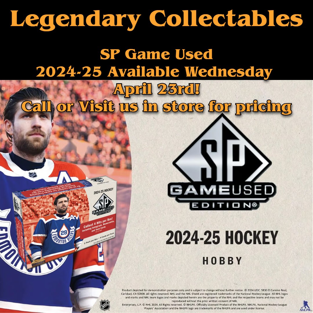 Legend_Collect's tweet photo. SP Game Used Hobby for 2024-25 Releases Wednesday April 23rd. Visit us then to pick up your box. https://t.co/V2K0HwExPD