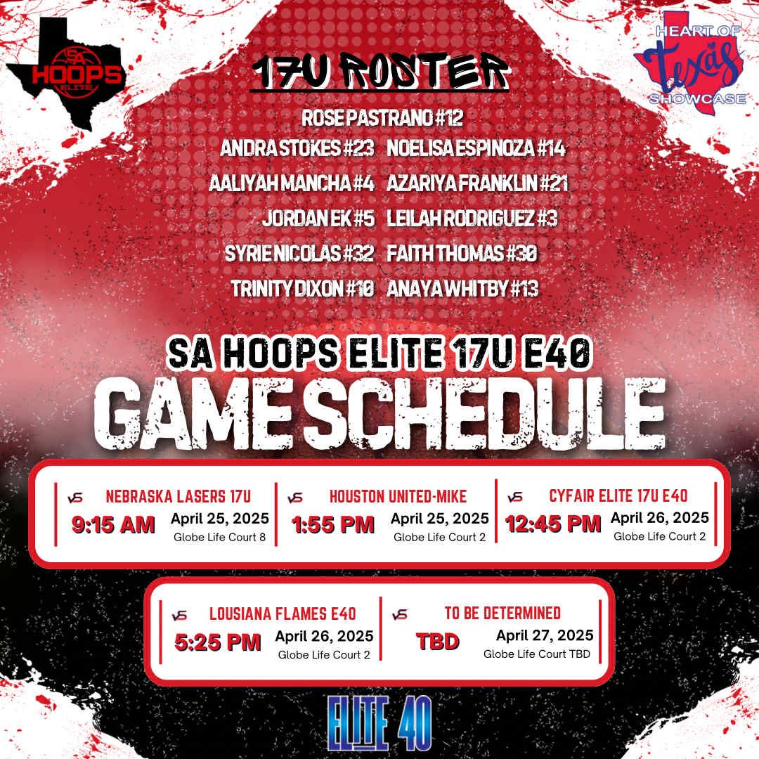 SA Hoops Elite (@sahoopselite) on Twitter photo Heart Of Texas Weekend!
Catch our 17u Squad. We look forward to seeing you. <a href="/Ohio_Basketball/">OhioBasketball.com</a> <a href="/Elite40League/">Elite 40 League</a> <a href="/PBRhoops/">Premier Basketball</a> <a href="/ACH_GBB/">Alamo City Hoops GBB</a>
๐ฅ๐ฅ๐ฅ Heart Of Texas Weekend!
Catch our 17u Squad. We look forward to seeing you. <a href="/Ohio_Basketball/">OhioBasketball.com</a> <a href="/Elite40League/">Elite 40 League</a> <a href="/PBRhoops/">Premier Basketball</a> <a href="/ACH_GBB/">Alamo City Hoops GBB</a>
๐ฅ๐ฅ๐ฅ