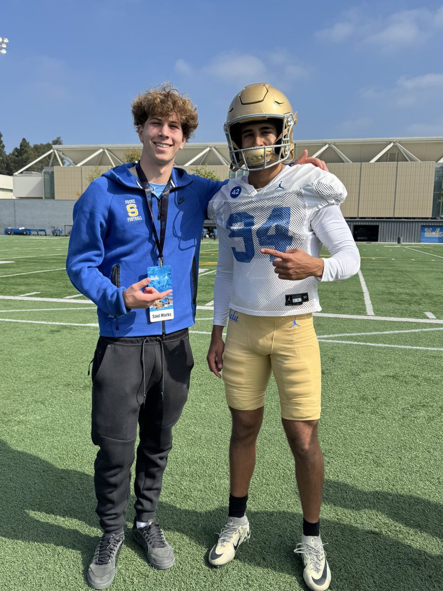 Saul Marks 5โญ๏ธ (@saulmarkskicker) on Twitter photo Incredibly grateful to visit <a href="/UCLAFootball/">UCLA Football</a> spring practice today. Thank you <a href="/UCLACOACHMAC/">Bailey McElwain</a> and <a href="/anthony_goliver/">Anthony Goliver</a> for your time with me. I canโt wait to be back in June.
<a href="/mateen_bhaghani/">Mateen B</a> <a href="/PadreFootball_/">Serra Padres Football</a> <a href="/coachwalsh20/">Patrick Walsh</a> <a href="/coachmons/">Coachmons</a> <a href="/RonOrtiz77/">Ron Ortiz</a> <a href="/DariusBell_3/">Darius Fautua Bell</a> <a href="/CoachMattVinal/">Matty V</a> <a href="/blackfor3/">Michael Black</a> Incredibly grateful to visit <a href="/UCLAFootball/">UCLA Football</a> spring practice today. Thank you <a href="/UCLACOACHMAC/">Bailey McElwain</a> and <a href="/anthony_goliver/">Anthony Goliver</a> for your time with me. I canโt wait to be back in June.
<a href="/mateen_bhaghani/">Mateen B</a> <a href="/PadreFootball_/">Serra Padres Football</a> <a href="/coachwalsh20/">Patrick Walsh</a> <a href="/coachmons/">Coachmons</a> <a href="/RonOrtiz77/">Ron Ortiz</a> <a href="/DariusBell_3/">Darius Fautua Bell</a> <a href="/CoachMattVinal/">Matty V</a> <a href="/blackfor3/">Michael Black</a>
