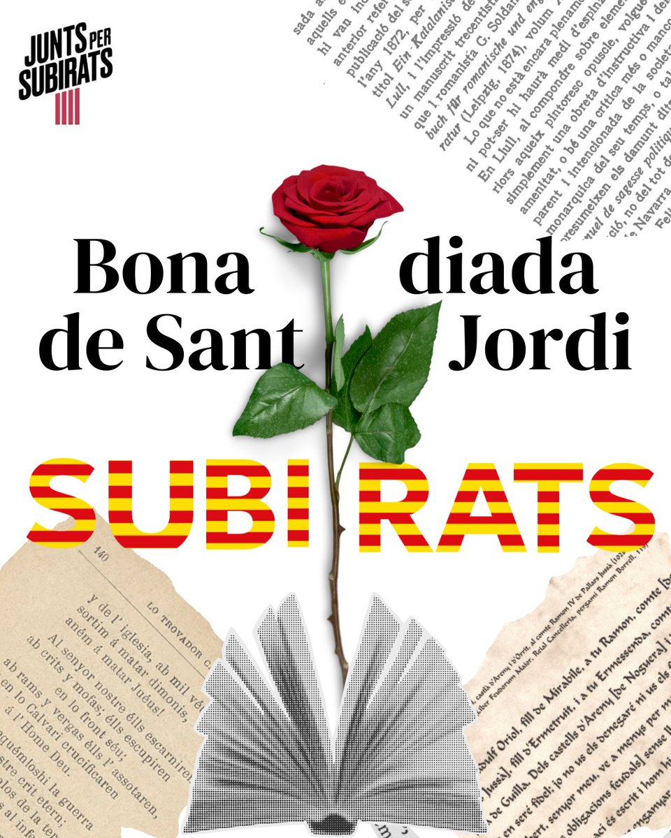En un país on les roses 🌹 parlen i els llibres tenen veu, #SantJordi no és només una #diada: és un crit col·lectiu de cultura, estima i rebel·lia amable.
Bona diada de Sant Jordi #Subirats! Per un futur amb més pàgines per escriure.