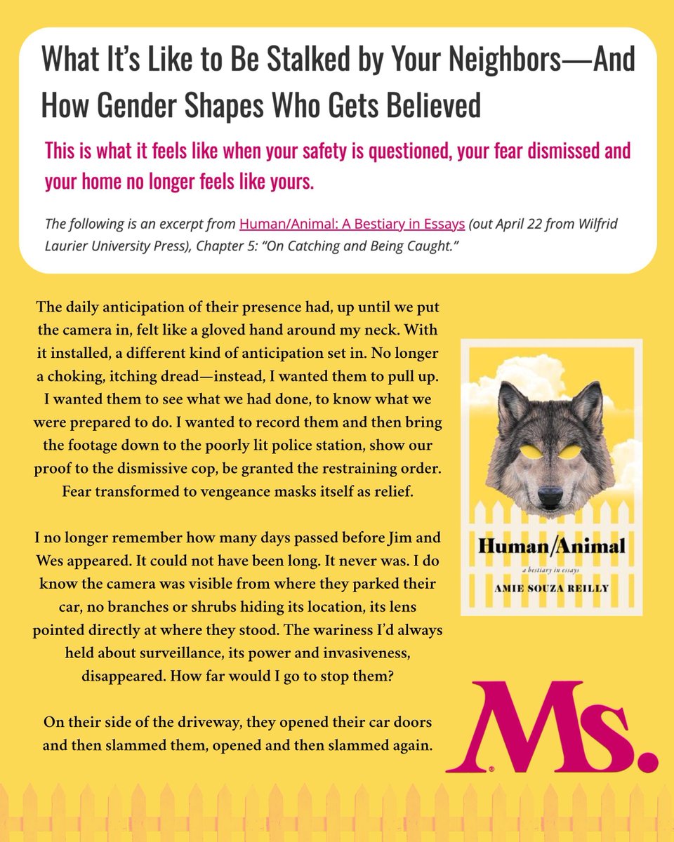 to DOG / BAT / FLY / PEACOCK / GANDER / SQUIRREL, the animal verbs of this excerpt, from Amie Souza Reilly's HUMAN/ANIMAL, in Ms. Magazine ⭐

msmagazine.com/2025/04/21/wom…