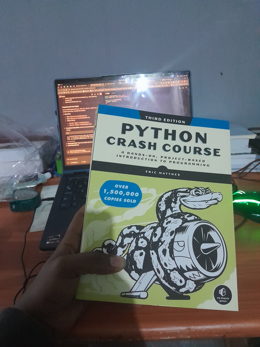eyobcode's tweet image. Starting fresh with Python Crash Course (3rd Edition) by @ehmatthes.
Already know Python, but this time it’s all about sharpening fundamentals and building clean, powerful projects.
Let’s go!
#100DaysOfCode #Python #BuildInPublic