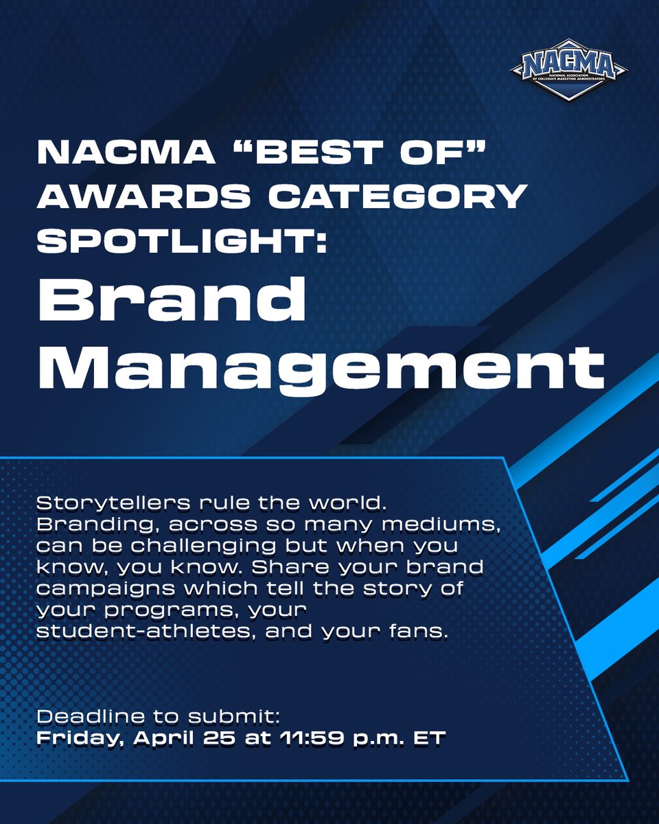 NACMA Awards category spotlight: Brand Management

Built a brand they won’t forget? Let’s see it. Submit by 4/25 

#NACMA | 🔗 nacda.com/news/2025/2/20…