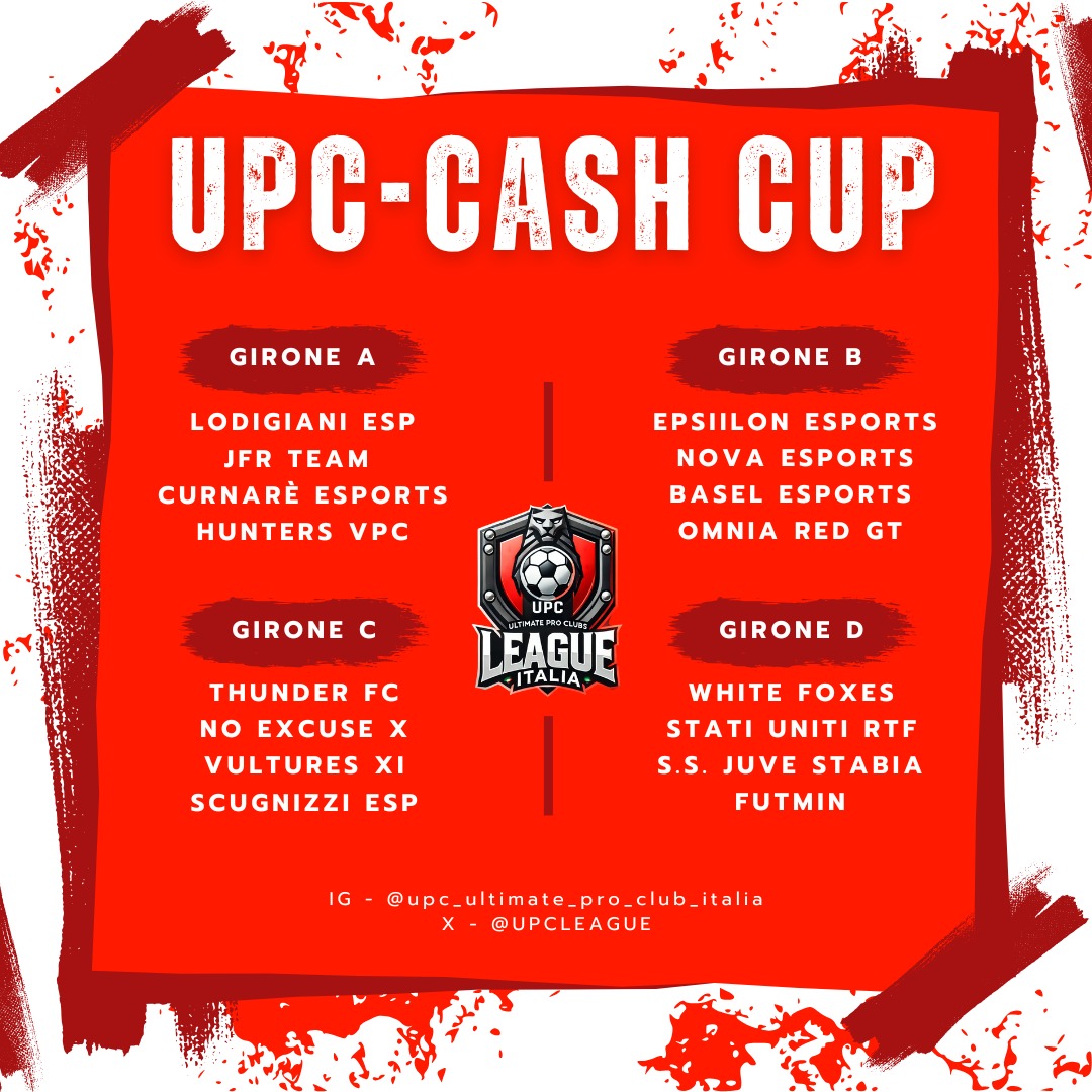 UPC - ITALIA ๐ฎ๐น (@upcleague) on Twitter photo Tra poco ore 22:00 inizia il torneo piรน atteso dell'anno targato <a href="/UPCLEAGUE/">UPC - ITALIA ๐ฎ๐น</a> con montepremi๐ธ
<a href="/curnare_esports/">Curnarรจ eSports</a>
<a href="/tktunited/">Atletico Lodigiani Esports</a>
<a href="/aboutEpsiilon/">Epsiilon eSports</a>
<a href="/NoExcuse_X/">No Excuse X</a>
<a href="/NovaeSportss_/">Nova eSports โข๏ธ</a>
<a href="/WHITEFOXES25/">White Foxes EverGreen</a>
<a href="/HuntersVpc/">Hunters VPC</a>
<a href="/LudoLuxor/">Ludo_Luxor</a>
<a href="/ssjuvestabiaesp/">S.S. Juve Stabia eSports</a>
<a href="/RemindUsXI/">Remind Us โซ๏ธโช๏ธ</a> Tra poco ore 22:00 inizia il torneo piรน atteso dell'anno targato <a href="/UPCLEAGUE/">UPC - ITALIA ๐ฎ๐น</a> con montepremi๐ธ
<a href="/curnare_esports/">Curnarรจ eSports</a>
<a href="/tktunited/">Atletico Lodigiani Esports</a>
<a href="/aboutEpsiilon/">Epsiilon eSports</a>
<a href="/NoExcuse_X/">No Excuse X</a>
<a href="/NovaeSportss_/">Nova eSports โข๏ธ</a>
<a href="/WHITEFOXES25/">White Foxes EverGreen</a>
<a href="/HuntersVpc/">Hunters VPC</a>
<a href="/LudoLuxor/">Ludo_Luxor</a>
<a href="/ssjuvestabiaesp/">S.S. Juve Stabia eSports</a>
<a href="/RemindUsXI/">Remind Us โซ๏ธโช๏ธ</a>