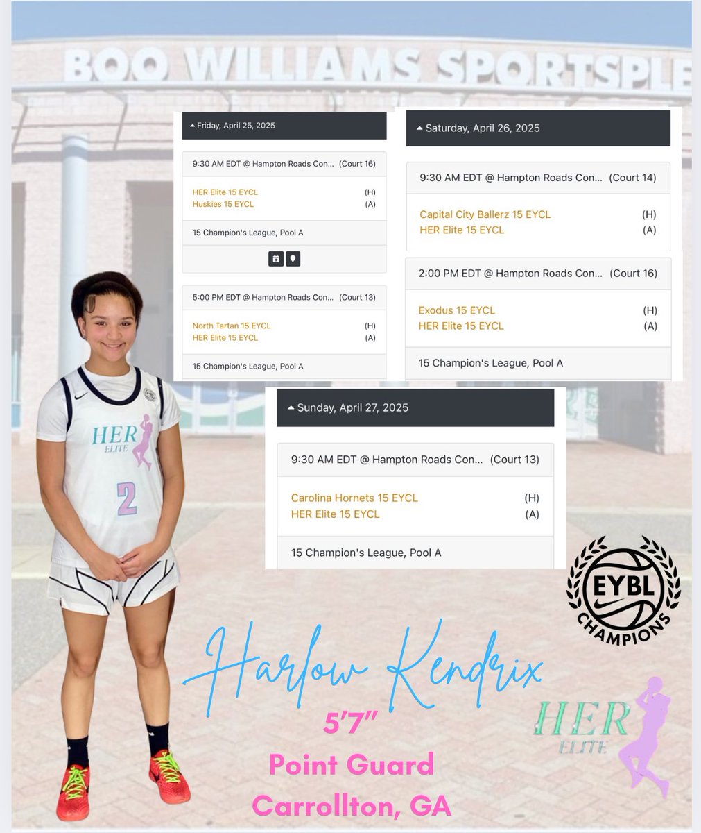 Hampton, VA this weekend for the first Nike stop. Come check out <a href="/HERelite/">HER Elite</a> EYCL 15U!