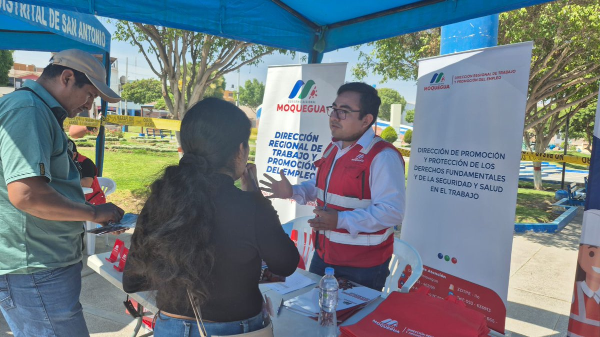 DRTPEMoquegua's tweet photo. DRTPE Moquegua participó en la I feria Informativa "Tu seguridad, es nuestra prioridad" organizada por la Municipalidad Distrital de San Antonio.

https://t.co/a9vTwjHEnI https://t.co/1rJ3StfWd5