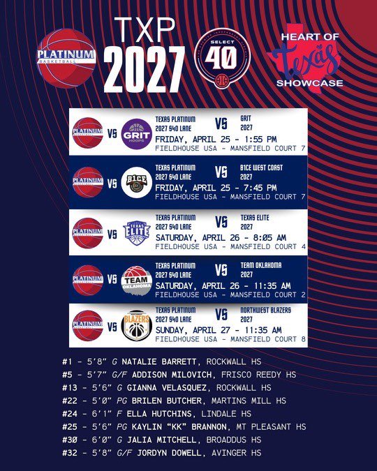 Brilen Butcher (@brilenbutcher22) on Twitter photo So excited for the Heart of Texas tournament this weekend. Here is the schedule below.
<a href="/Platinumbball/">Platinum Basketball (Select 40 Member)</a> So excited for the Heart of Texas tournament this weekend. Here is the schedule below.
<a href="/Platinumbball/">Platinum Basketball (Select 40 Member)</a>