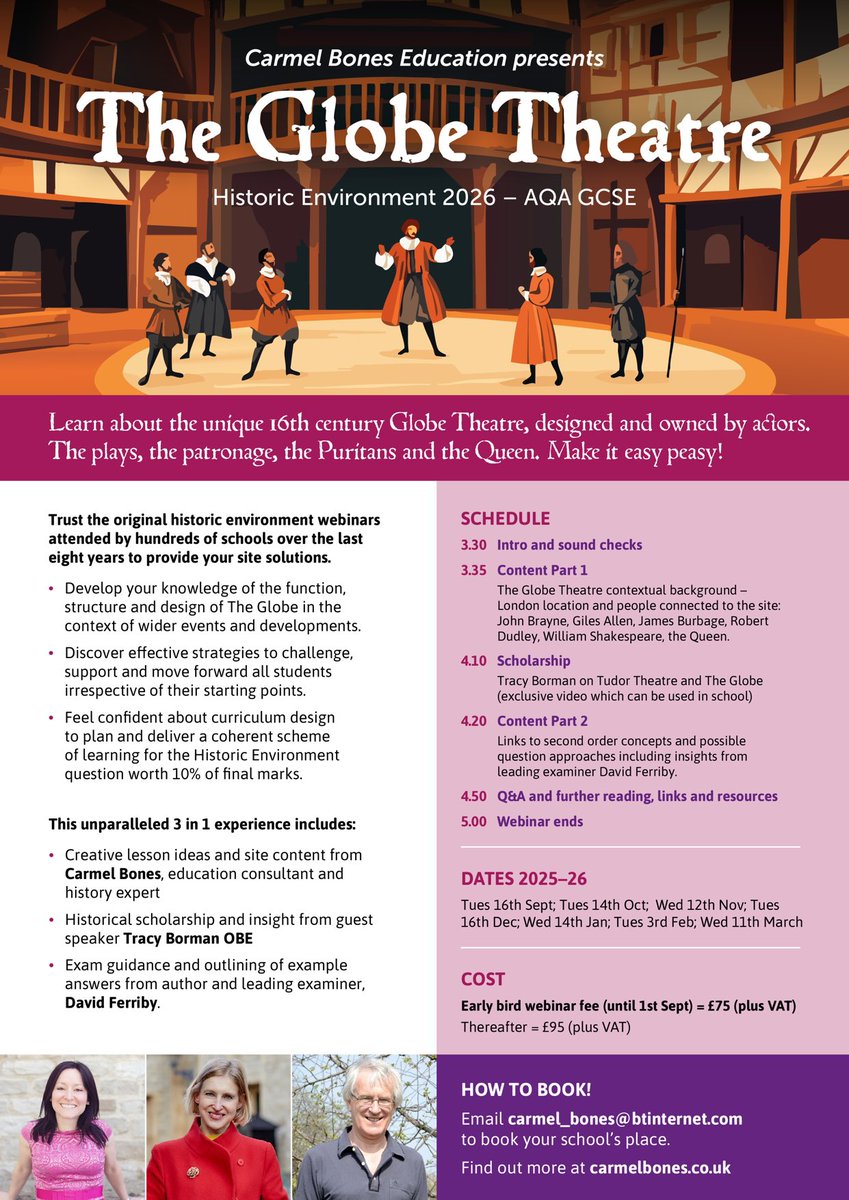 Carmel Bones (@bones_carmel) on Twitter photo Calling all #historyteachers excited to 🚀 this new for 2026 GCSE AQA Historic Environment! <a href="/TracyBorman/">Tracy Borman OBE</a> can’t wait to welcome 🙏 you to the first performance! 🎭 please retweet & spread the word! 🤗 Calling all #historyteachers excited to 🚀 this new for 2026 GCSE AQA Historic Environment! <a href="/TracyBorman/">Tracy Borman OBE</a> can’t wait to welcome 🙏 you to the first performance! 🎭 please retweet & spread the word! 🤗